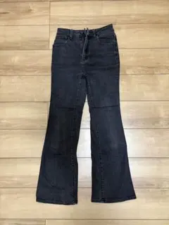 GU フレアデニムパンツ S ダークグレー