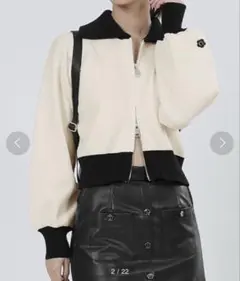 MARYQUANT バイカラーロゴダブルジップ ジャケット