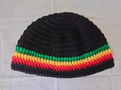 ラスタカラー☆クロシェハット　クラッシャーハット　ビーニー　かぎ編み