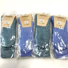 新品★MUSSHU 日本製 吸汗速乾 パイルソックス 青 緑 4点セット