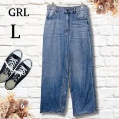 12【GRL】グレイル ストレートデニムパンツ ジーンズ 綿 100% 青 L