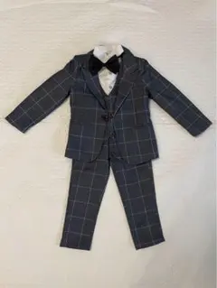 お値下キッズスーツ 90 フォーマル グレー 入園式 発表会 七五三 5点セット