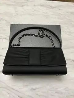 冠婚葬祭用★黒フォーマルバック　リボンモチーフ　プチソワール　箱