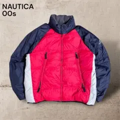 NAUTICAリバーシブル中綿ジャケットレッド×ネイビー古着00s