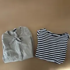 コムサイズムウール100%カーディガンLと神戸レタス　ボーダー長袖Ｔシャツ　L