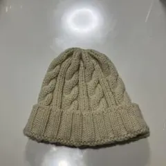 アイボリー ケーブル編み ニットビーニー