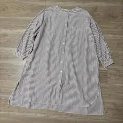 SM2 サマンサモスモス ストライプ シャツワンピース バンドカラー