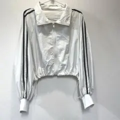 ライン入り ジップアップ ブルゾン ホワイト