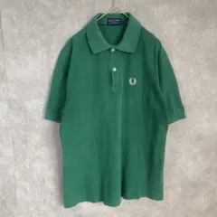 FRED PERRY 半袖 ポロシャツ 刺繍入り　鹿の子 グリーン　Mサイズ