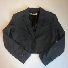 ZARA XS クロップド　ジャケット　肩パッド付き　グレー