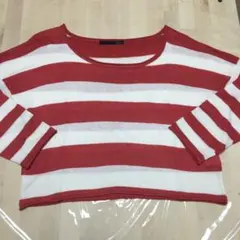 ヘザー　薄手ボーダーニット