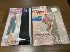 【新品、昭和レトロ】ベルハート グンゼ　ストッキング ブラックシャルルグレー