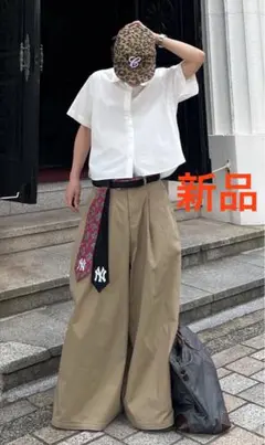 PUSHPUSH パンツ PUSH PUSH PP ストライプワイドパンツ（ブラック） - ZIPPER