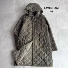 良品 ラベンハム デンストン キルティングジャケット コート ロング 緑 40