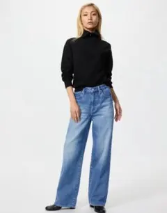 【新品タグ付 UNIQLO】ワイドストレートジーンズ ユニクロ 26