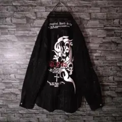 クールデザイン★オーバーサイズデニムジャケット バックロゴ ブリーチ ゆるダボ