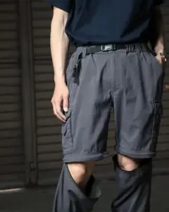 テック ギミック カーゴパンツ セパレート ジッパー デザイン 2way グレーのサムネイル