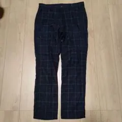 ネイビー系チェック スラックス L