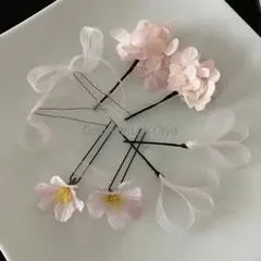 ドライフラワー リボン　髪飾り 成人式 卒業式 入学式 袴 浴衣　暖色系