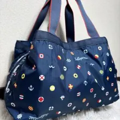 未使用級✨ レスポートサック トートバッグ ハンドバッグ マリン 錨 総柄 紺色