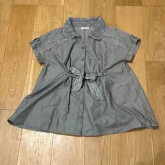 【大人気】axes femmeレース付き半袖シャツ リボン　ゆったり　大きめ