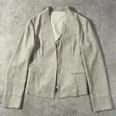 【美品】TONAL トーナル ノーカラージャケット グレー 36 Sサイズ