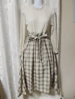 axes femme センタージップチェック ジャンスカ ベレー帽 セット
