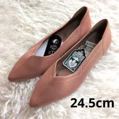 洗える！SHOO-LA-RUE ニットパンプス　コーラルピンク　L　24.5cm