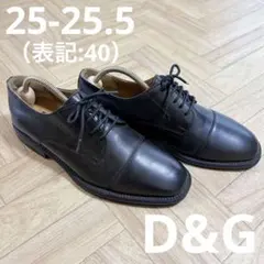 ロゴ入り D&G ドルチェ＆ガッバーナ 革靴 ストレートチップ 黒 40 25㎝のサムネイル