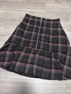 rirandture チェック柄フレアスカート　前面ファスナー