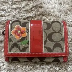 Coach 花柄刺繍 二つ折り財布