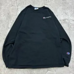 チャンピオン　刺繍　ワンポイント　トップス　長袖Tシャツ　古着　ブラック　M