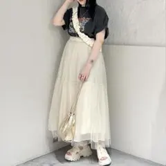 【LOWRYS FARM】　シアーボリュームスカート　アイボリー