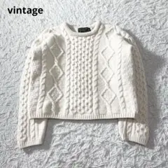 【vintage】CALLAN アイランド製 ケーブル ショート丈ニットセーター