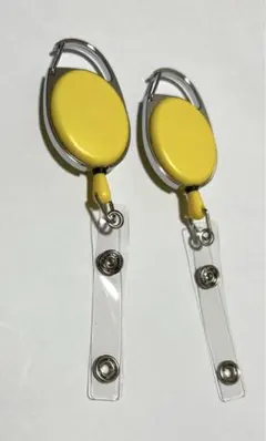 リトラクタブルバッジホルダーリール 楕円 ベルトイエロー 2個
