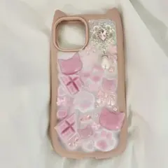 iPhone14 デコケース デコ電 量産型 ピンク