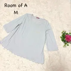 Room of A【M】スカラップヘムシャツ　ロゴプリント大人可愛い　コットン
