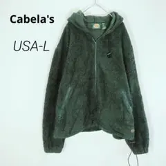 海外古着✨Cabela's フリースパーカー 緑 ジップアップ【L】01-28