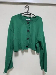 グリーン クロップドカーディガン