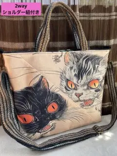 ハンドメイド★インパクト大・浮世絵化け猫2wayバッグ・前掛けリメイクのサムネイル