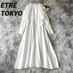 エブール　絹混　Vネックロングシャツワンピース　Aライン　コットンシルク　38 エブール 絹混 Vネックロングシャツワンピース Aライン コットンシルク