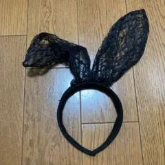 うさ耳 カチューシャ レース ブラック バニーガール　ハロウィン　仮装　コスプレ