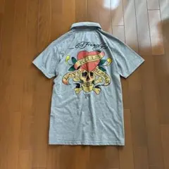 エドハーディーEd Hardyスカルバックプリント半袖ポロシャツY2Kグランジのサムネイル