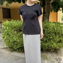kiehtova キエトバ 黒ギャザーデザインTシャツ FREEのサムネイル