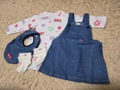 BABYDOLL 5点セット ロンパース ジャンパースカート 靴下 スタイ 巾着