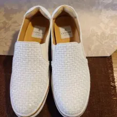 ランバンオンブルー　メッシュスリッポンスニーカー　ホワイト24.5