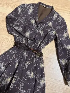 ワンピース　レトロ　古着　シャツワンピース　昭和レトロ　総柄