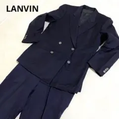 ランバン LANVIN テーラード　ダブル スラックス 46 紺 ネイビー