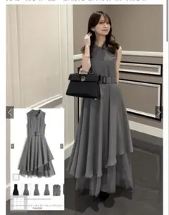 美品✨Rirandture セーラーカラージャケットワンピース 千鳥柄 2024 
