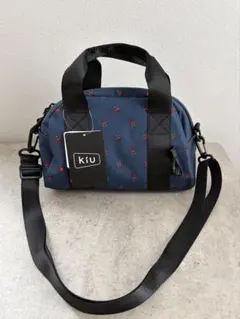 KiUキウ ミニボストン ショルダーバッグ 2WAY 撥水 ブルー バラ 花柄のサムネイル